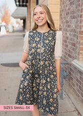 Emery Navy Floral Denim Dress