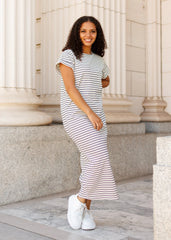 Kaelin Black Striped T-Shirt Dress