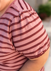 Marly Pink and Burgundy Striped Top