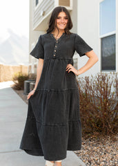 Justine Black Cotton Dress