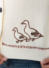 Dylan Cream Embroidered Cardigan