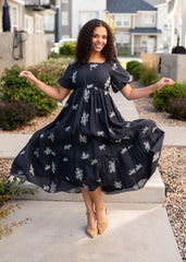 Jacie Navy Embroidered Dress