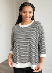 Charlee Black Stripe Top