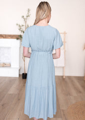 Emilee Dusty Blue Textured Tiered Dress