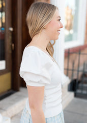 Sofia White Ribbed Top