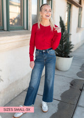 Deja Red Button Down Cardigan