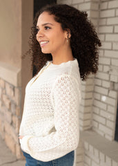 Mazie Cream Eyelet Cardigan