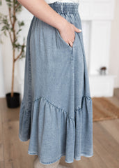 Celeste Chambray Tiered Skirt