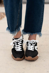 Kristen Black Lace Up Sneakers