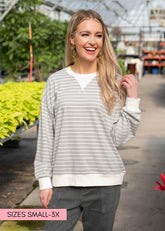 Tessa Grey Striped Pullover