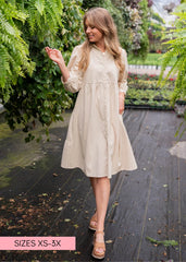 Ellen Beige Button Down Dress