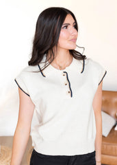 Ireland Ivory Button Sweater Vest