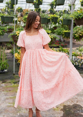 Carlee Pink Floral Textured Dress