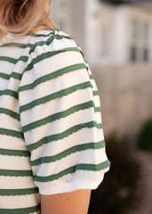 Marly Green Striped Top