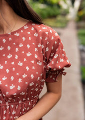 Ashlyn Brick Floral Dress