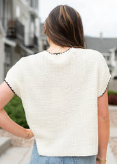 Pamela Cream Embroidered Ribbon Top