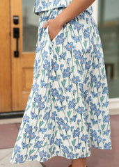 Kenna Blue Floral Midi Skirt