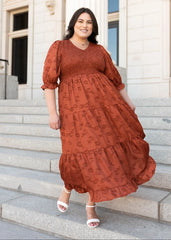 Aurelia Rust Smocked Dress