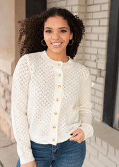 Mazie Cream Eyelet Cardigan