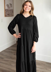 Luelle Black Waffle Knit Dress