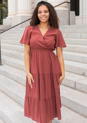 Becca Terracotta Tiered Wrap Dress