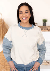 Alaina Two Tone Denim Pullover