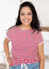 Daphne Red Stripe Top