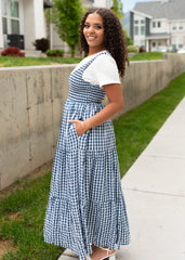Glory Navy Gingham Dress