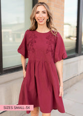 Kiara Wine Floral Dress