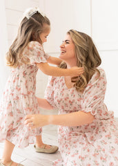 Emmie Pink Floral Tiered Little Girl Dress