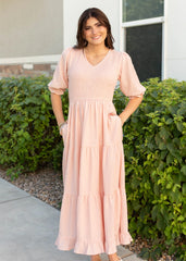 Liv Blush Smocked Dress