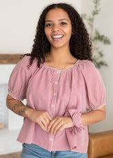 Kennedi Red Gingham Blouse & Scrunchie Set