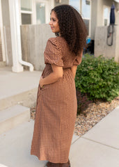 Kinsley Mocha Brown Gingham Dress
