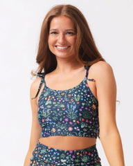 Forage Floral Shoulder-Tie Crop Top