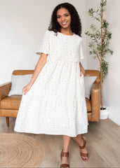 Avalie Ivory Print Tiered Dress