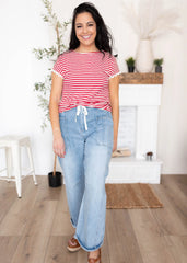 Daphne Red Stripe Top