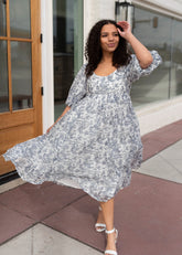 Kelly White & Blue Patterned Dress