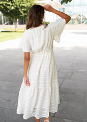 Alana Ivory Textured Tie Dress