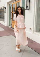 Kendra Pink Striped Midi Skirt