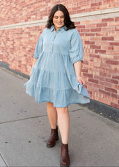 Anna Chambray Tiered Dress