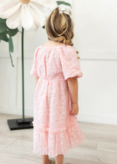 Carlee Pink Floral Textured Little Girl Dress