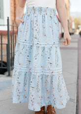 Luna Blue Floral Eyelet Skirt
