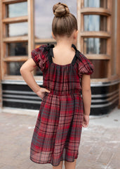 Aubrey Red Plaid Bow Little Girl Dress