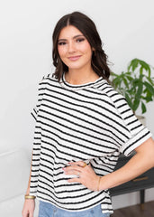 Edaline Black Stripe Top