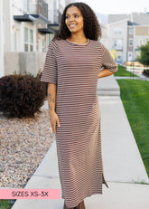 Lydia Chestnut Stripe Dress