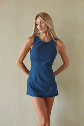 Brielle Denim Mini Romper Dress