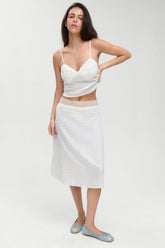 Laura Silk Midi Skirt - French Pearl
