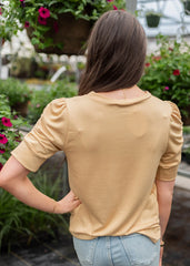 Britton Light Tan Ruffle Sleeve Top