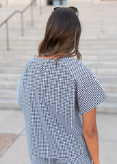 Lois Black Gingham Top
