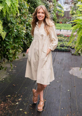 Ellen Beige Button Down Dress